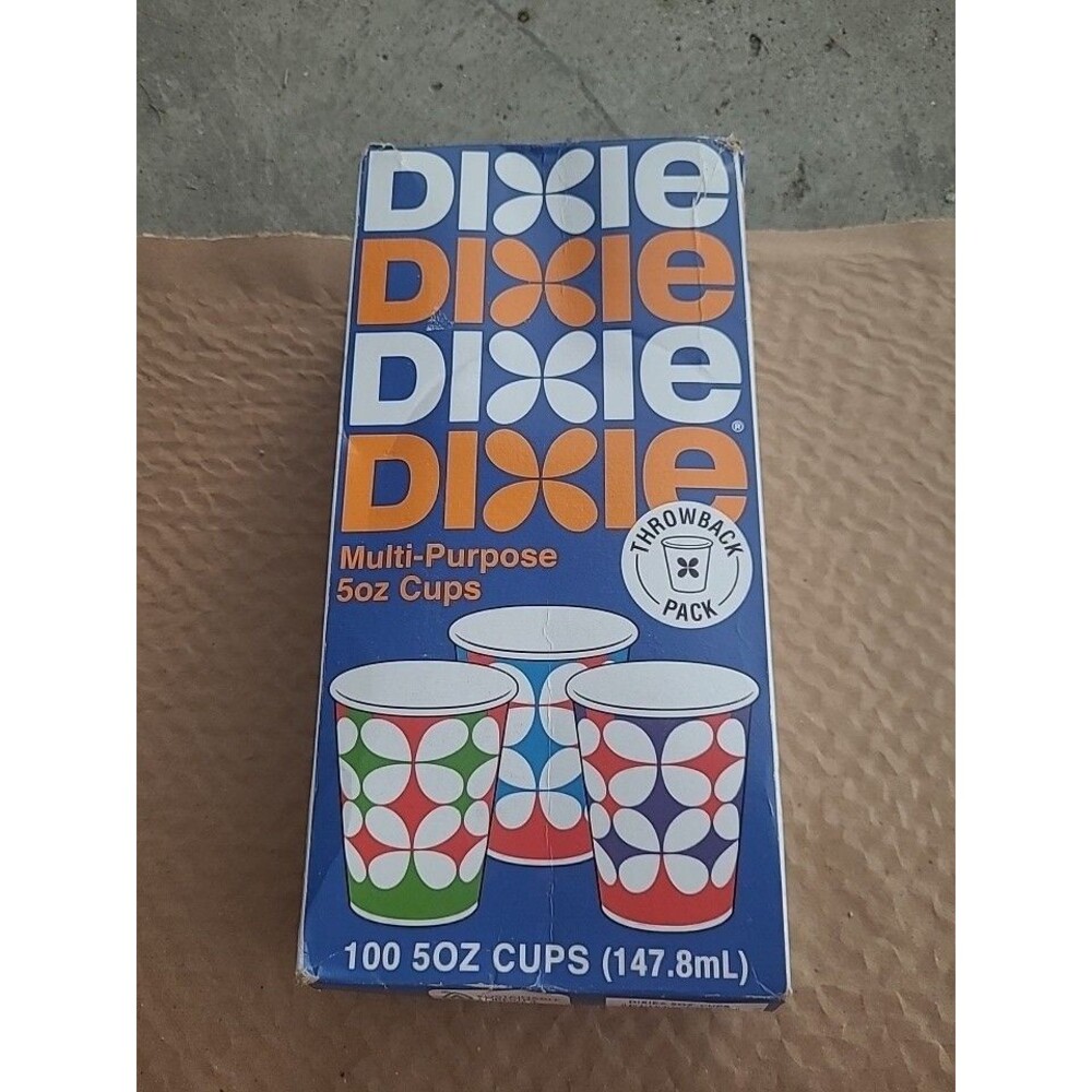 Dixie Cold Cups Throwback Pattern 5oz Box Of 100 Kitchen Bathroom Cups NEW Rare